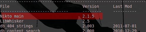 Nikto Version Info