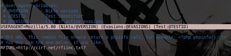 Nikto Default Agent Value